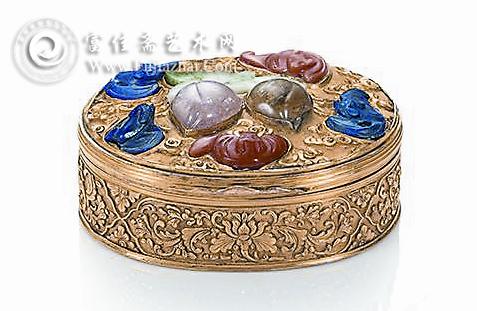 19世纪 吉祥果蝠纹带盖烟盒