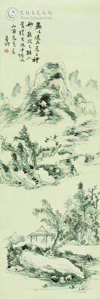 草亭独坐图（国画） 129&times;43.5厘米 黄宾虹
