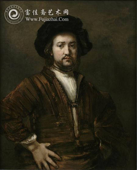 伦勃朗《双手叉腰男子像》 画家签名并纪年1658，油彩画布，107.4 x 87 公分