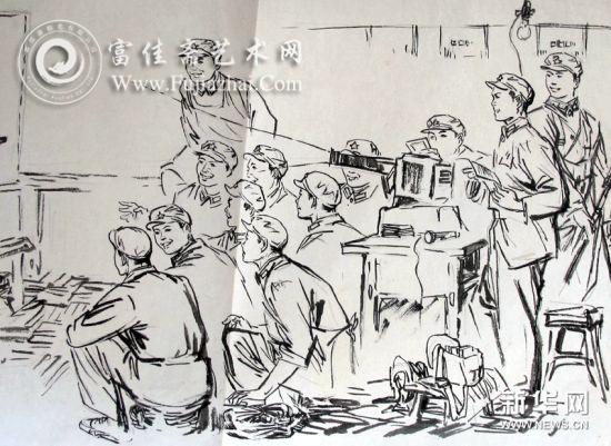 图为组画之一《雷锋班里放映学雷锋幻灯片》（2月26日摄）。