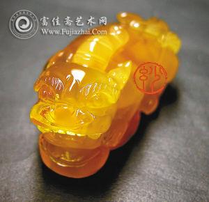 极品琥珀金绞蜜蜡貔貅挂坠