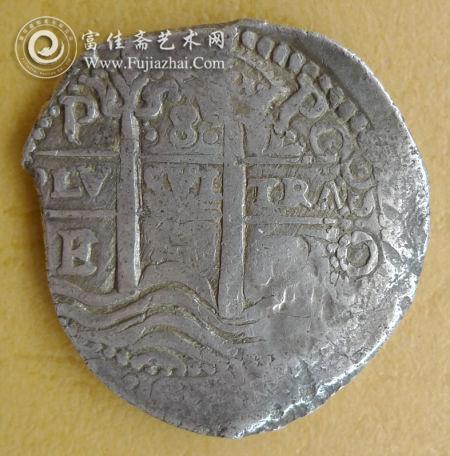 1659年西属波利维亚十字币上加盖葡属巴西标记(背)