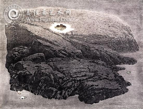 《潮的失落》 许钦松 水印版画