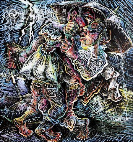 Lot7617 罗中立 拥抱 油彩画布 200×185cm 2005年 成交价:5,980,000元