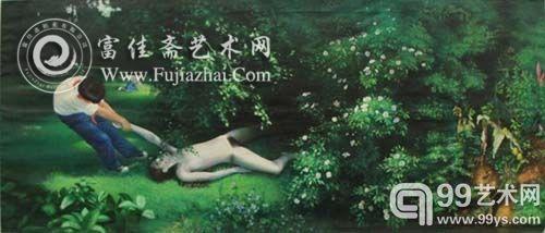 王兴伟 《无题 (郊游)》120X280cm 布面油画 2009年.