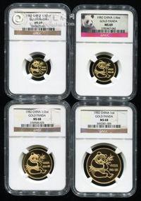 1982年熊猫金币四枚一套 1982年熊猫金币四枚一套