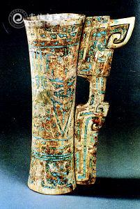 饮酒器嵌松石象牙杯