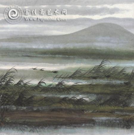 林风眠 《芦雁图》 纸本彩墨 1950-60年代 66×66cm 林风眠 《芦雁图》 纸本彩墨 1950-60年代 66×66cm