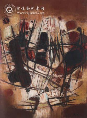 朱德群《构图55号》,布面油画 1960年,81×60cm 朱德群《构图55号》,布面油画 1960年,81×60cm