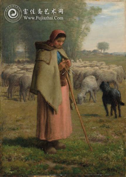 让-弗朗索瓦&bull;米勒《牧羊女：巴比松平原》