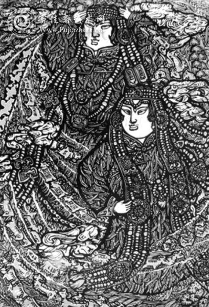 版画《远方的草原》